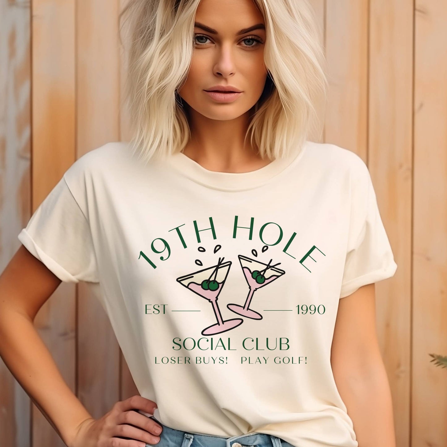 Golf Tees 19th Hole Social Club Country Club Graphic Tee