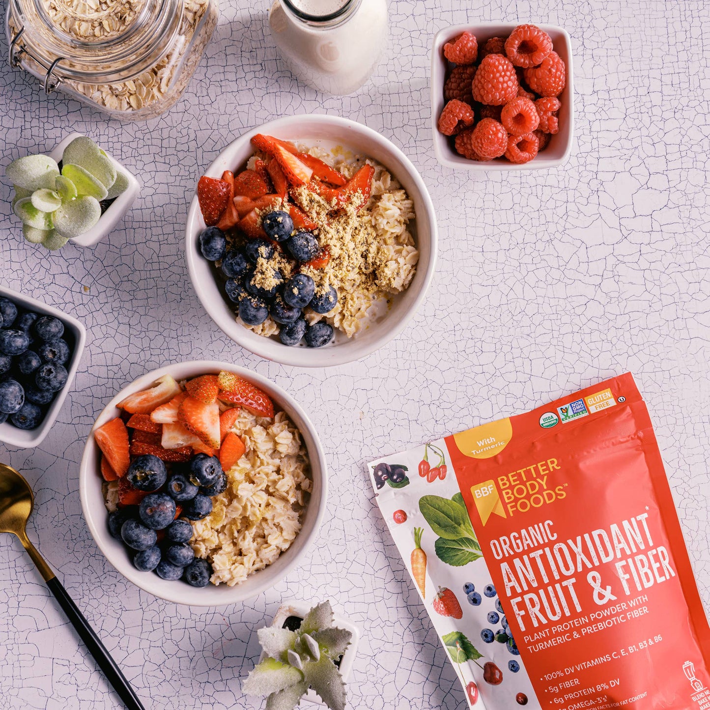 BetterBody Foods Antioxidant Fruit and Fiber 360 g bag.