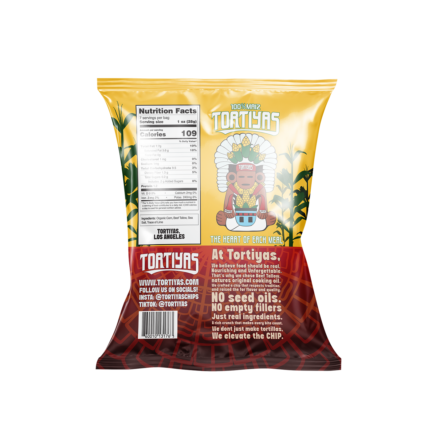 Tortiyas Beef Tallow Organic Tortilla Chips 7oz
