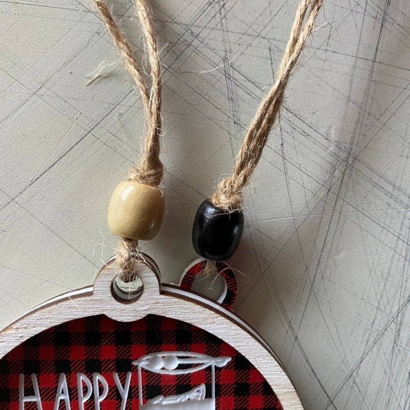 Happy Old Fashioned Christmas  - 3 inch round handmade ornament