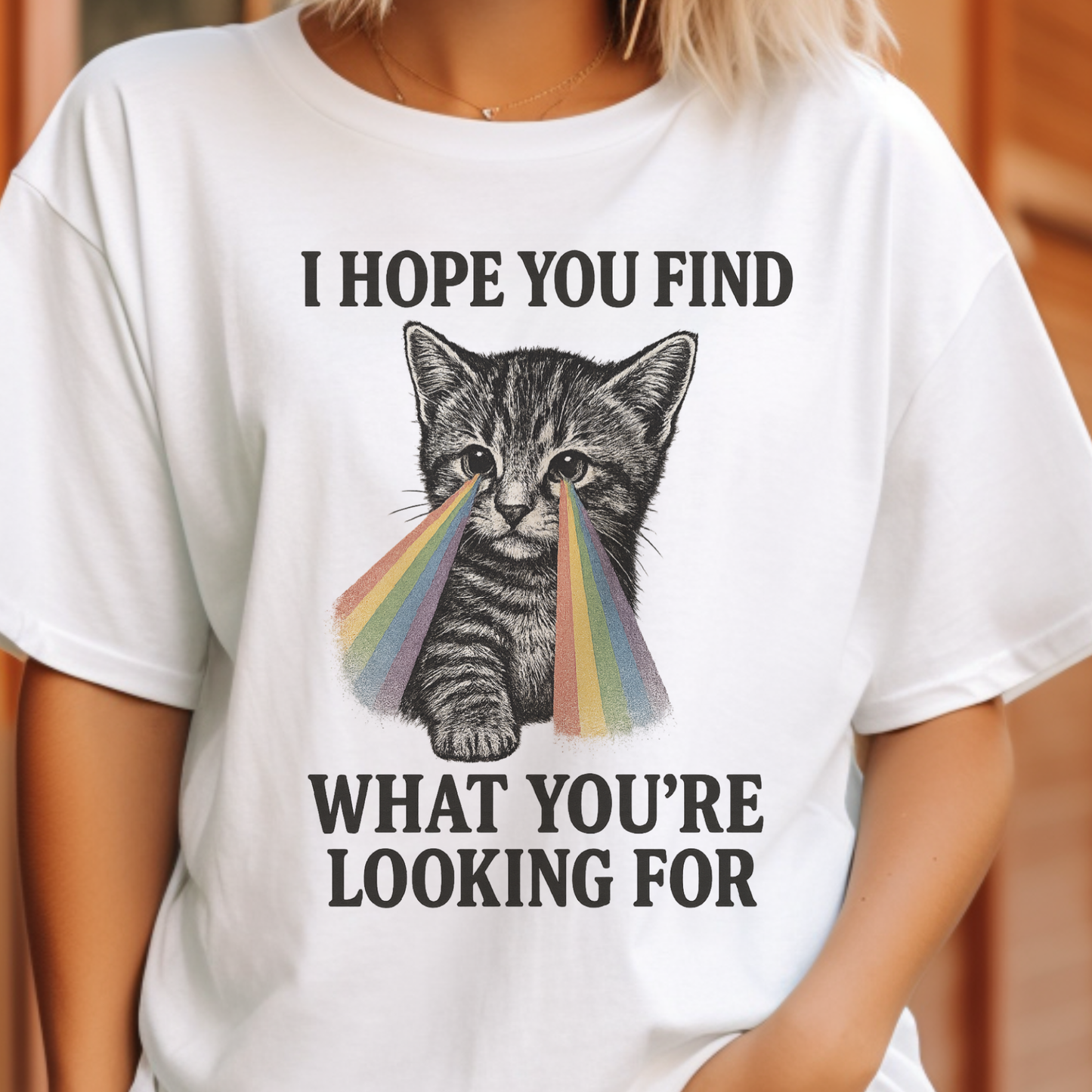 Sarcastic Cat Rainbow I Hope You Fine Funny Graphic Tee