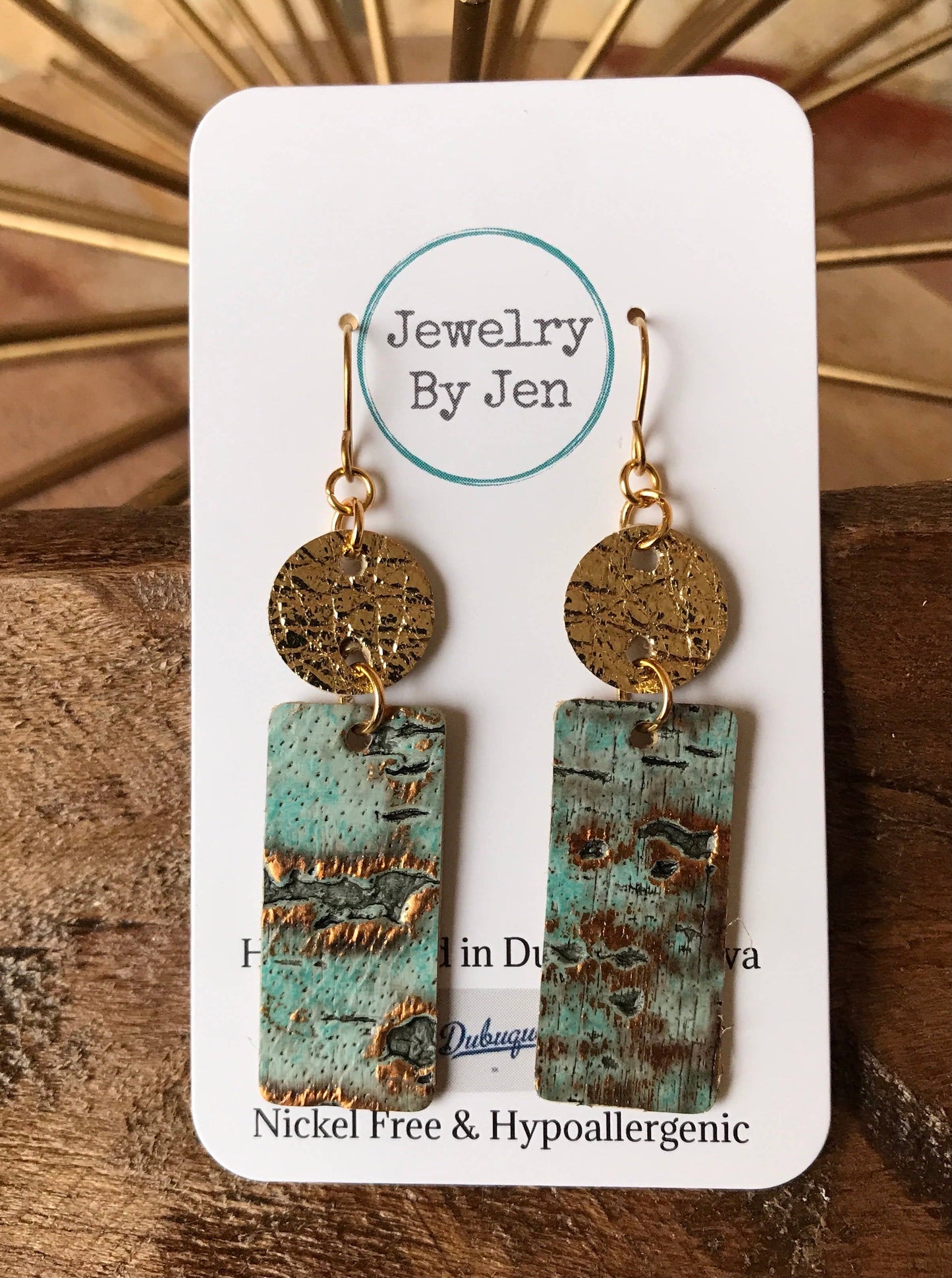 Small Bar Earrings: Gold & Turquoise Wildwood