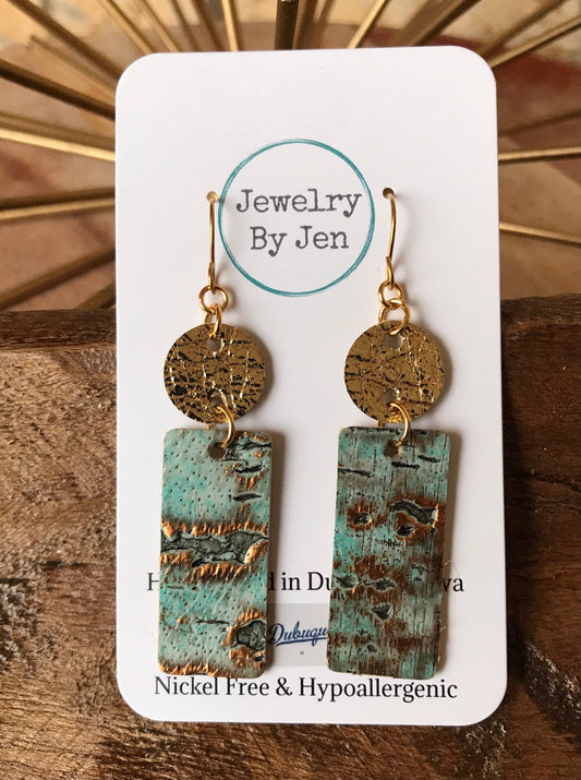 Small Bar Earrings: Gold & Turquoise Wildwood