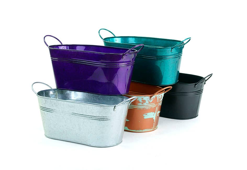 12 inch Tin Oval Tub- Multiple finishes