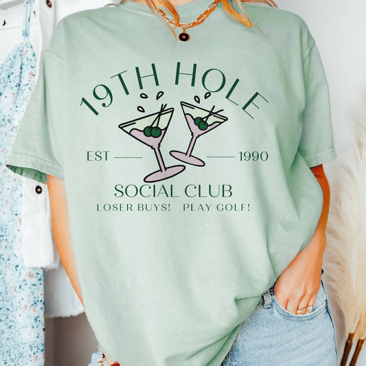 Golf Tees 19th Hole Social Club Country Club Graphic Tee