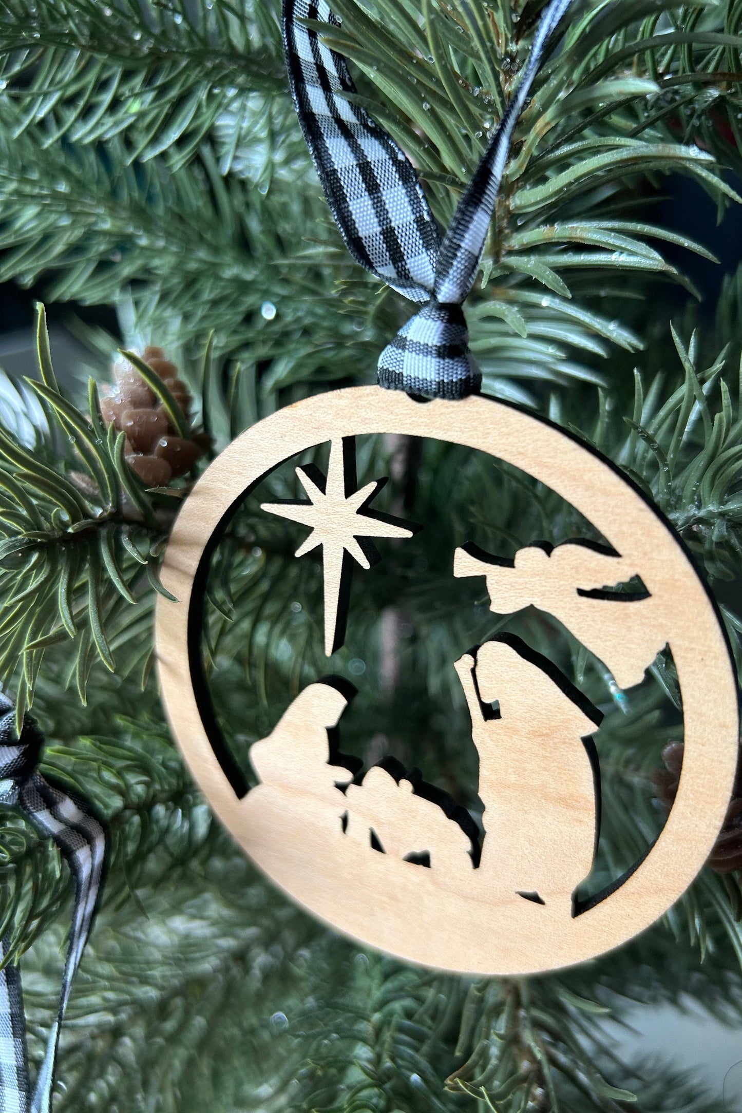 Nativity Minimalist Wood Cutout Ornament