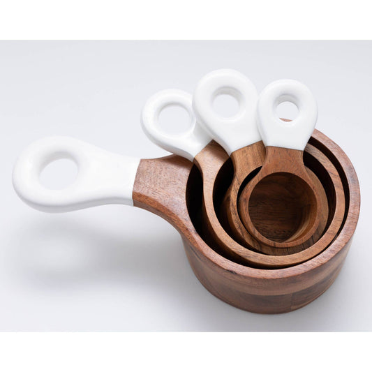 Wood + White Collection Acacia Wood Measuring Cups